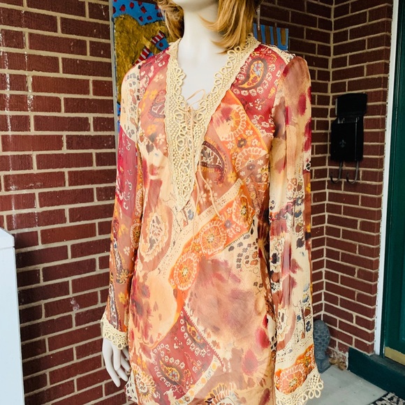 Caché Silk Boho Style Top - Picture 8 of 8